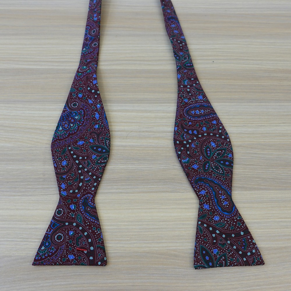 Burgundy Paisley Bow Tie Self Tie TM LEWIN Mens Floral Jermyn Street London